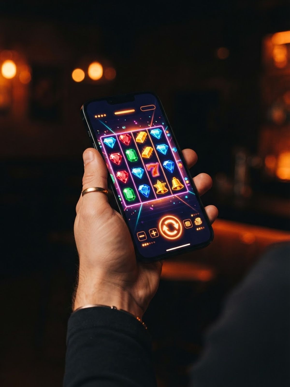 Application mobile NV Casino ouverte sur un smartphone